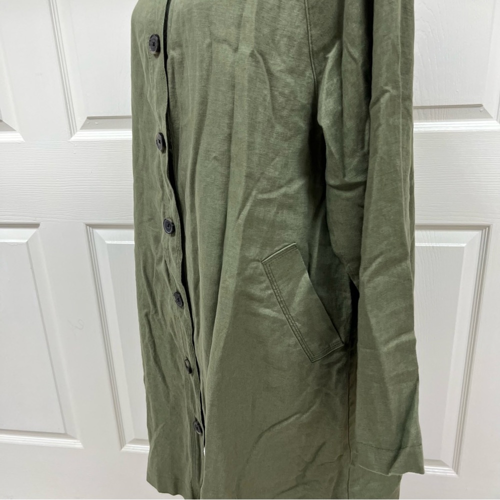 Garnet Hill Relaxed Linen Top Coat Jacket Green Size 16 - Picture 8 of 16